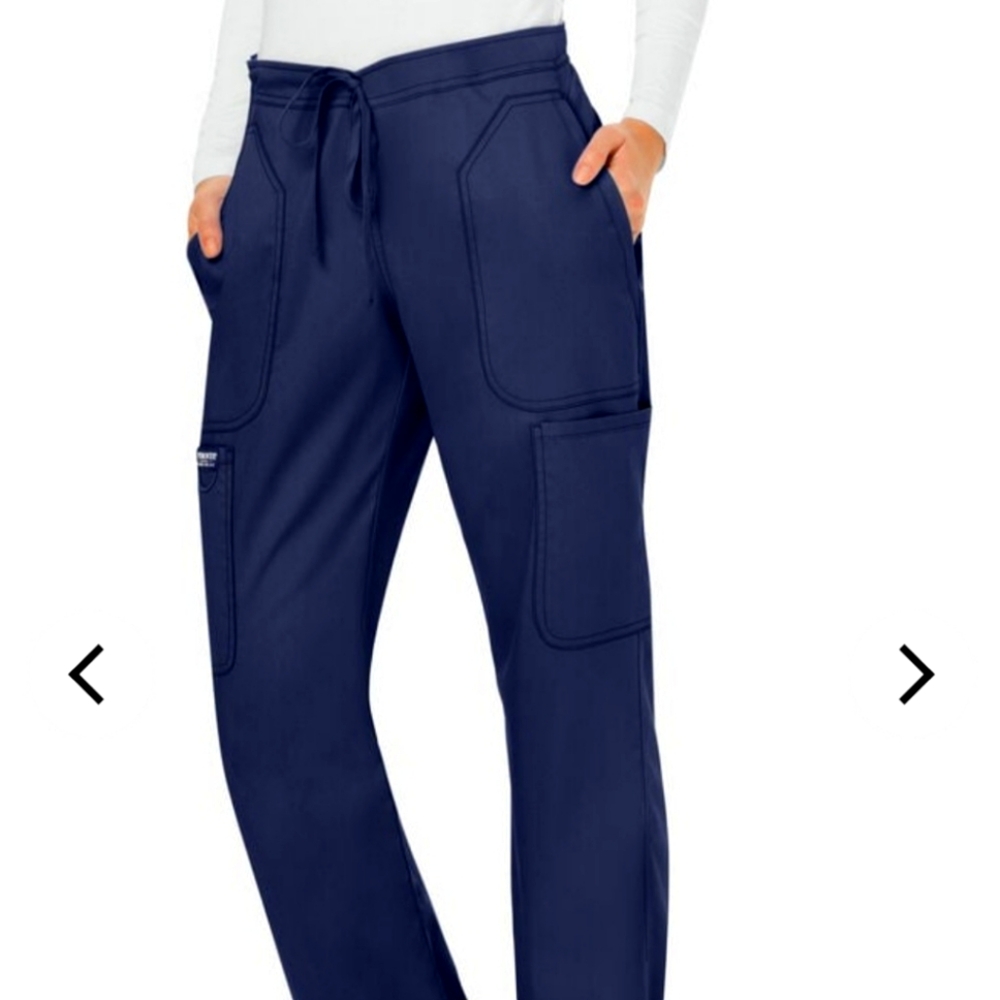 Cherokee Revolution Women's Scrub Pants Medium Petite Navy Blue Five Pockets NWT